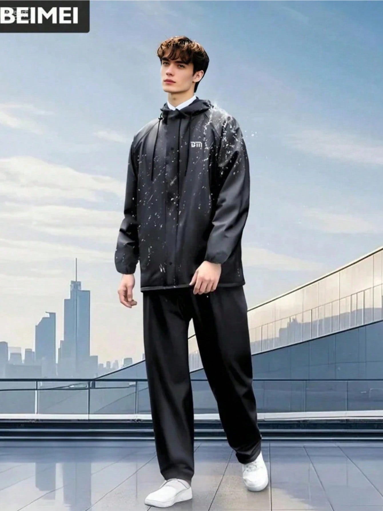 Men's Motorcycle Riding Raincoat - Men's Seamless Fabric Raincoat. PVC Material Raincoat And Rainpants. Windproof And Rainproof With Zippers. Suitable For Outdoor Cycling, Hiking And Trekking.