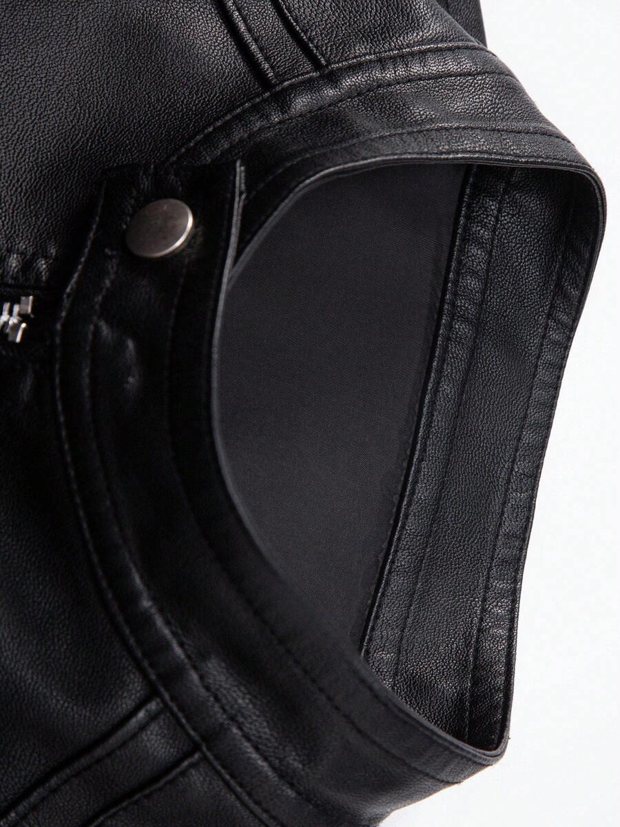 Men's Casual Vintage Motorcycle Leather Jacket, Spring And Autumn Style,Fleece