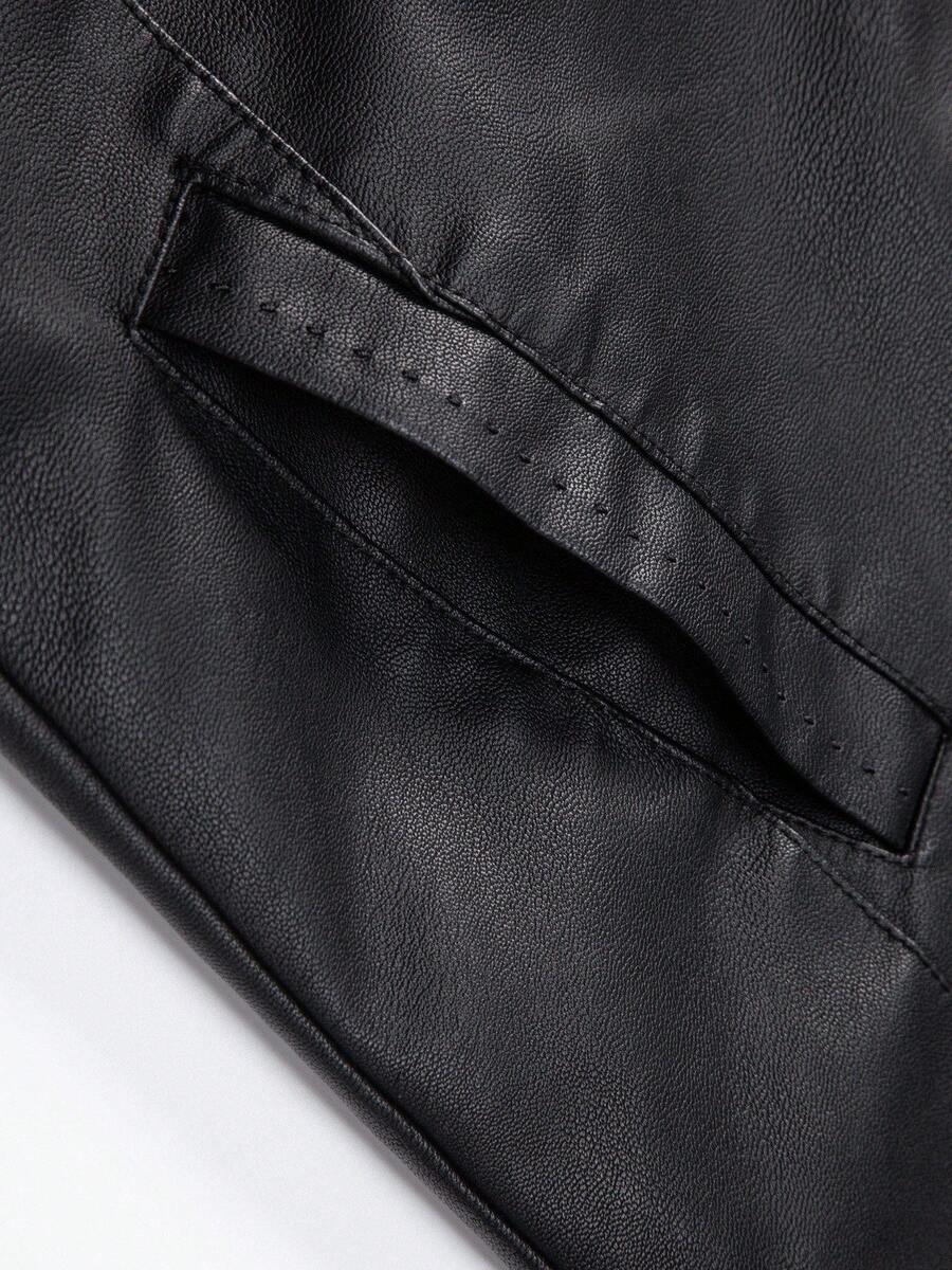 Men's Casual Vintage Motorcycle Leather Jacket, Spring And Autumn Style,Fleece