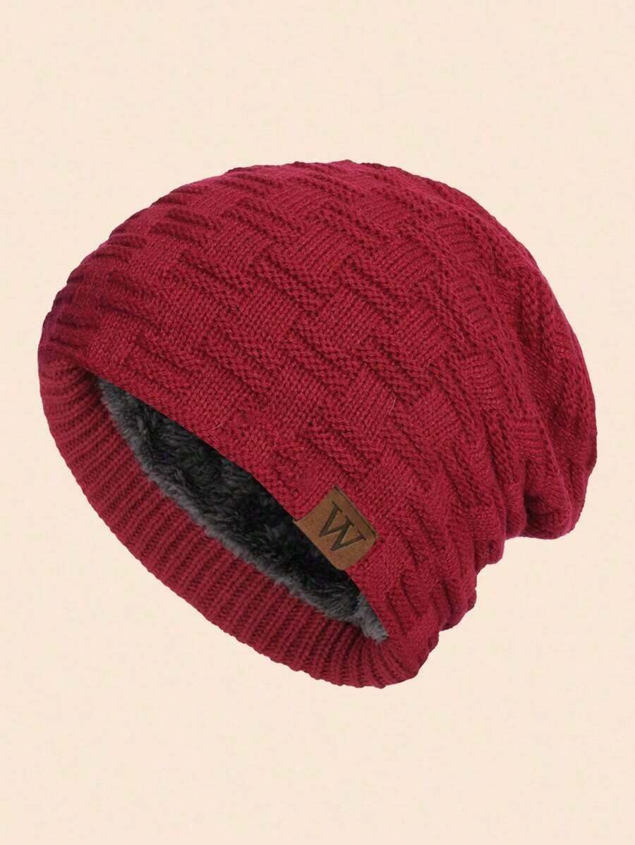1pc Men's Autumn Winter Outdoor Warm Thermal Lined Knit Beanie Cap, Windproof Daily Wear Winter Hat