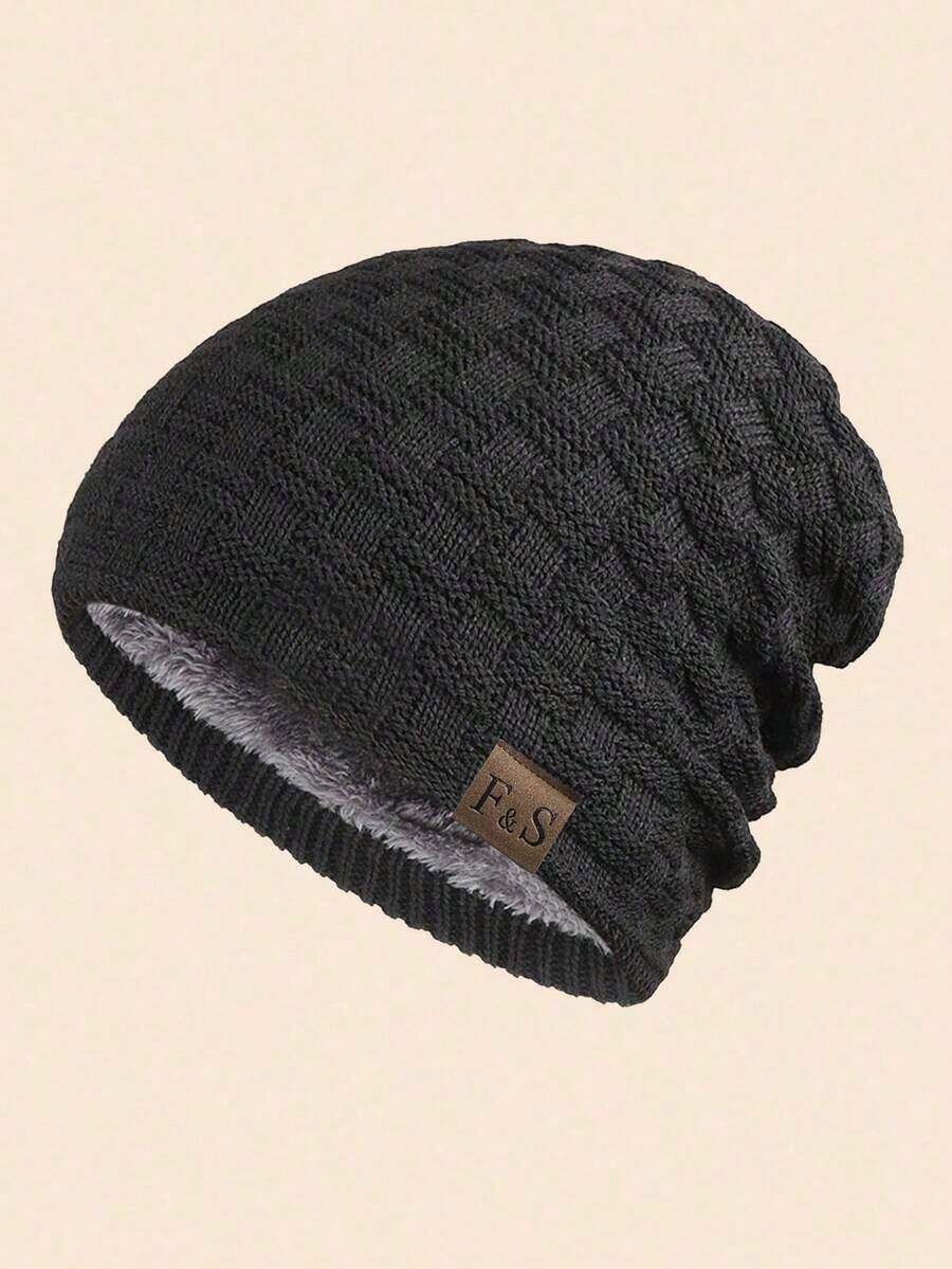 1pc Men's Autumn Winter Outdoor Warm Thermal Lined Knit Beanie Cap, Windproof Daily Wear Winter Hat