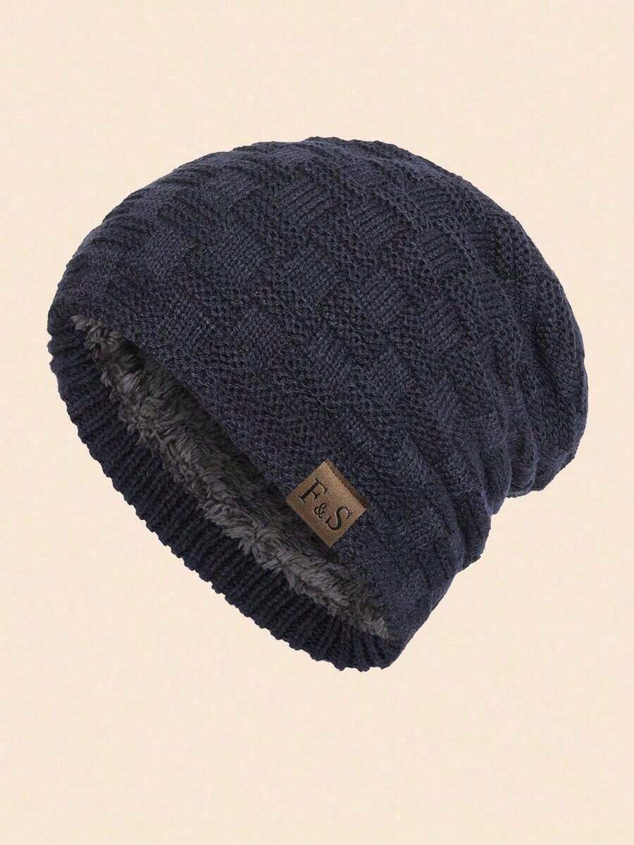 1pc Men's Autumn Winter Outdoor Warm Thermal Lined Knit Beanie Cap, Windproof Daily Wear Winter Hat