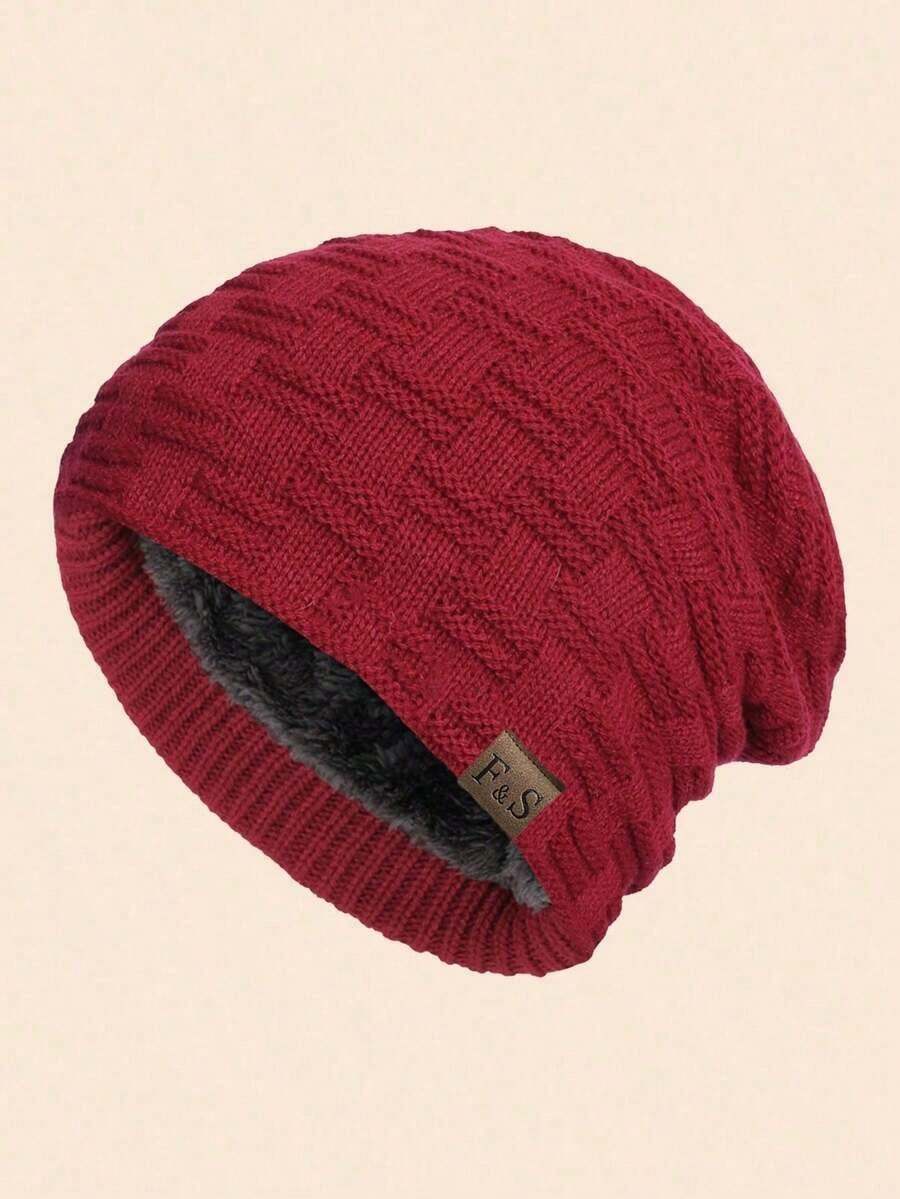 1pc Men's Autumn Winter Outdoor Warm Thermal Lined Knit Beanie Cap, Windproof Daily Wear Winter Hat