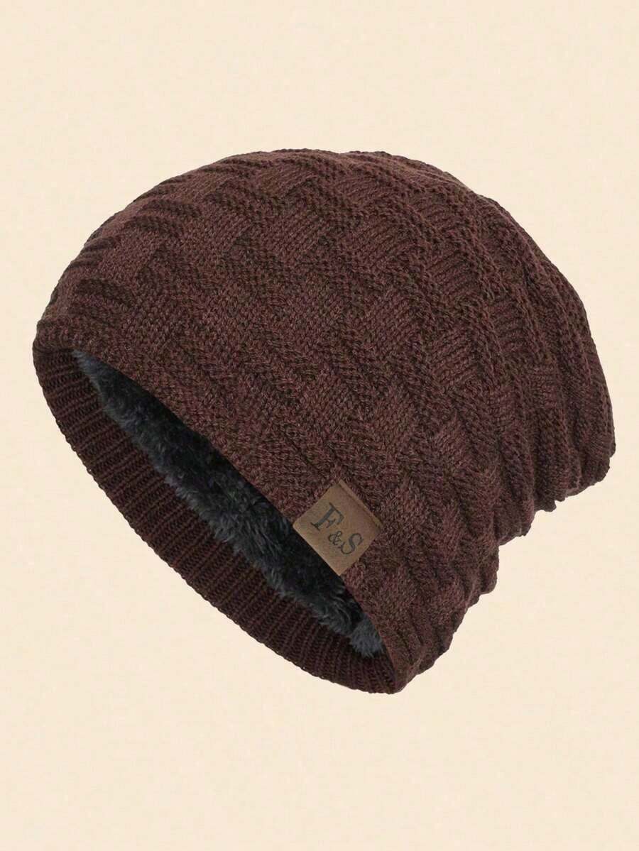 1pc Men's Autumn Winter Outdoor Warm Thermal Lined Knit Beanie Cap, Windproof Daily Wear Winter Hat