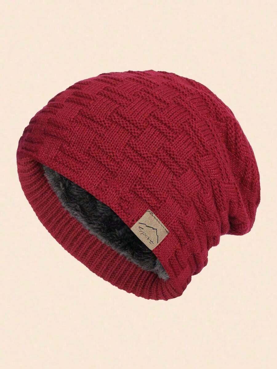 1pc Men's Autumn Winter Outdoor Warm Thermal Lined Knit Beanie Cap, Windproof Daily Wear Winter Hat