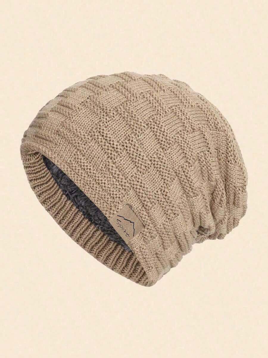 1pc Men's Autumn Winter Outdoor Warm Thermal Lined Knit Beanie Cap, Windproof Daily Wear Winter Hat
