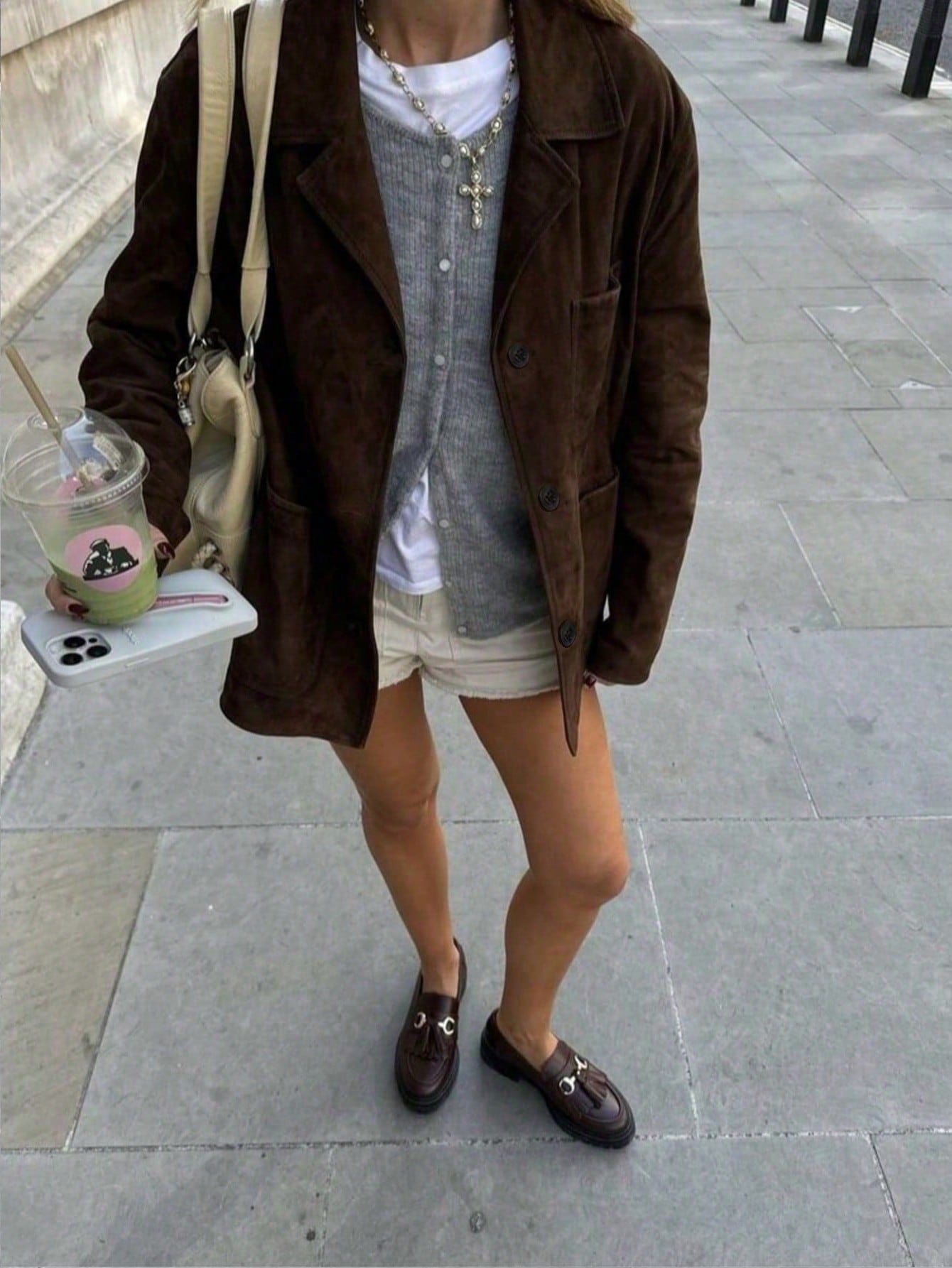 Autumn Long Sleeve Maillard Brown Lapel Fleece Loose Barn Style High-End Suede Women Jacket