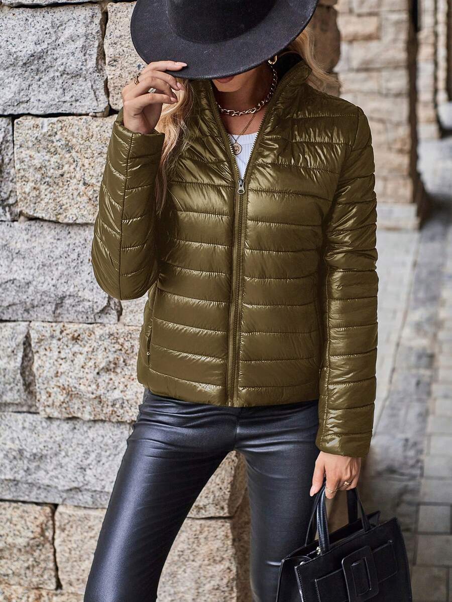 Aveloria Modichic Simple PlainPadded Insulated Polyfill Synthetic Insulation Winter Coat Winter Jacket Casual Jacket, Winter
