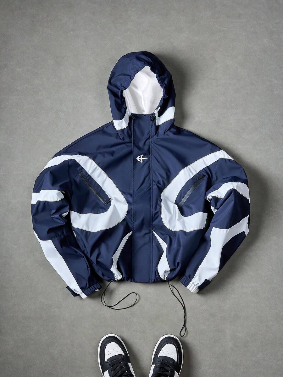 PAVTROS Manfinity Streetrush Men's Casual Colorblock Patchwork Design Jacket