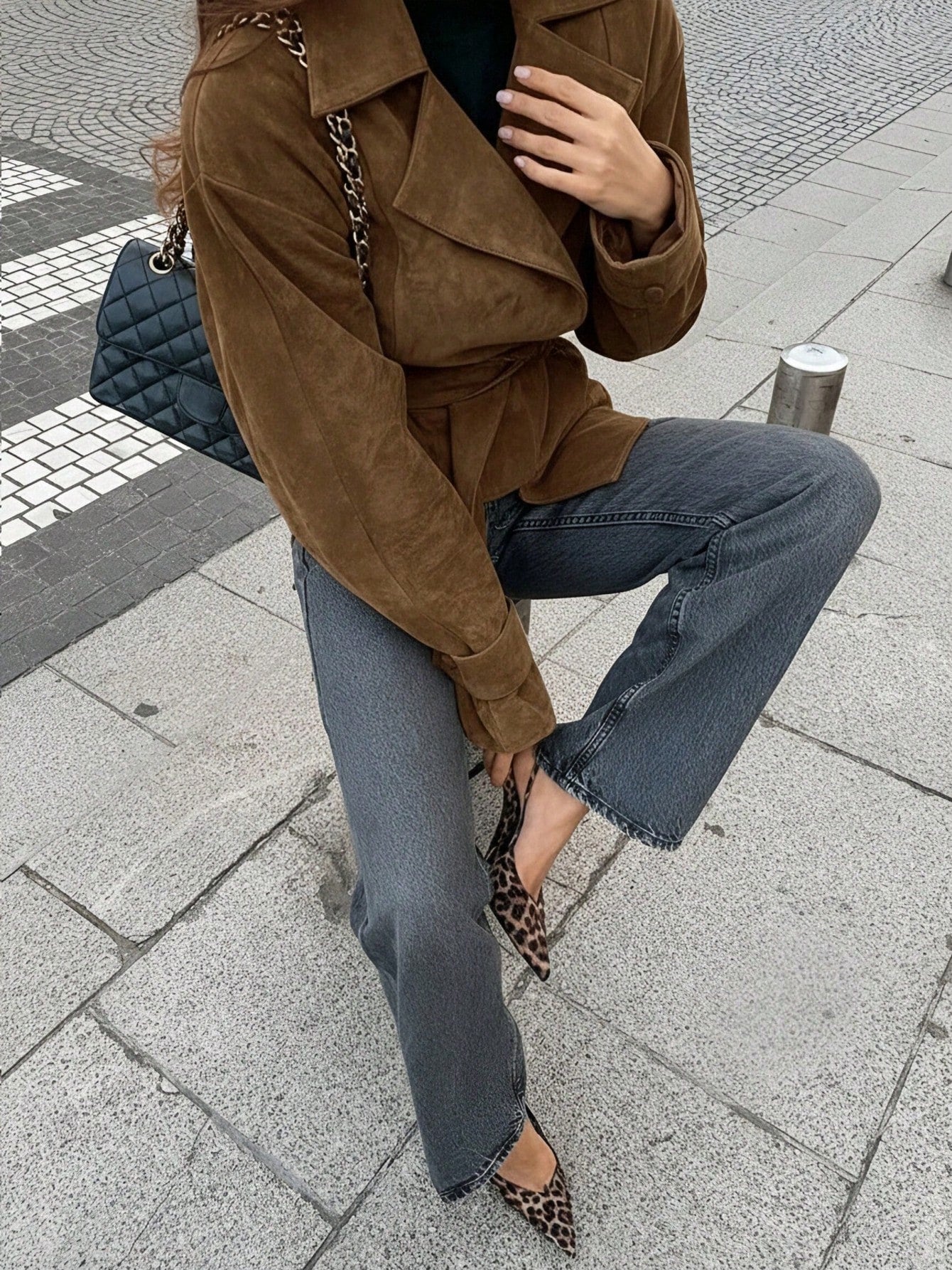 Women's Autumn/Winter French Suede Fleece Lapel Casual Double-Breasted Jacket With Tie-Waist, Fashion New Matte Fleece Slim Fit Elegant Retro Coat, Going Out Tops For Women