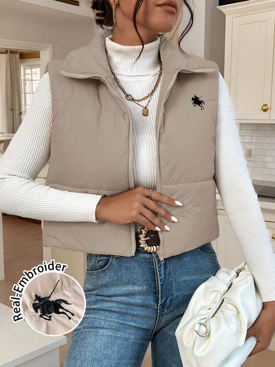 EZwear Women's Down Quilted Collared Sleeveless Jacket, Winter, Women's Sleeveless Zip-Up Casual Warm Padded Coat, Winter Women Coat, Black Jacket, Winter Women Clothes, Black Coat, Retro, Elegant Women, Festival Clothes, Business Casual Women,