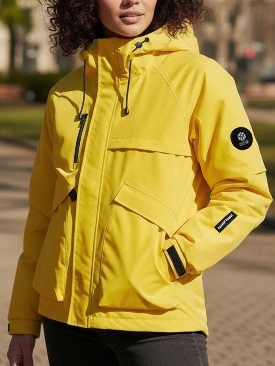 Women's Outdoor Waterproof Hooded Jacket - Warm Windproof Softshell Cargo Coat