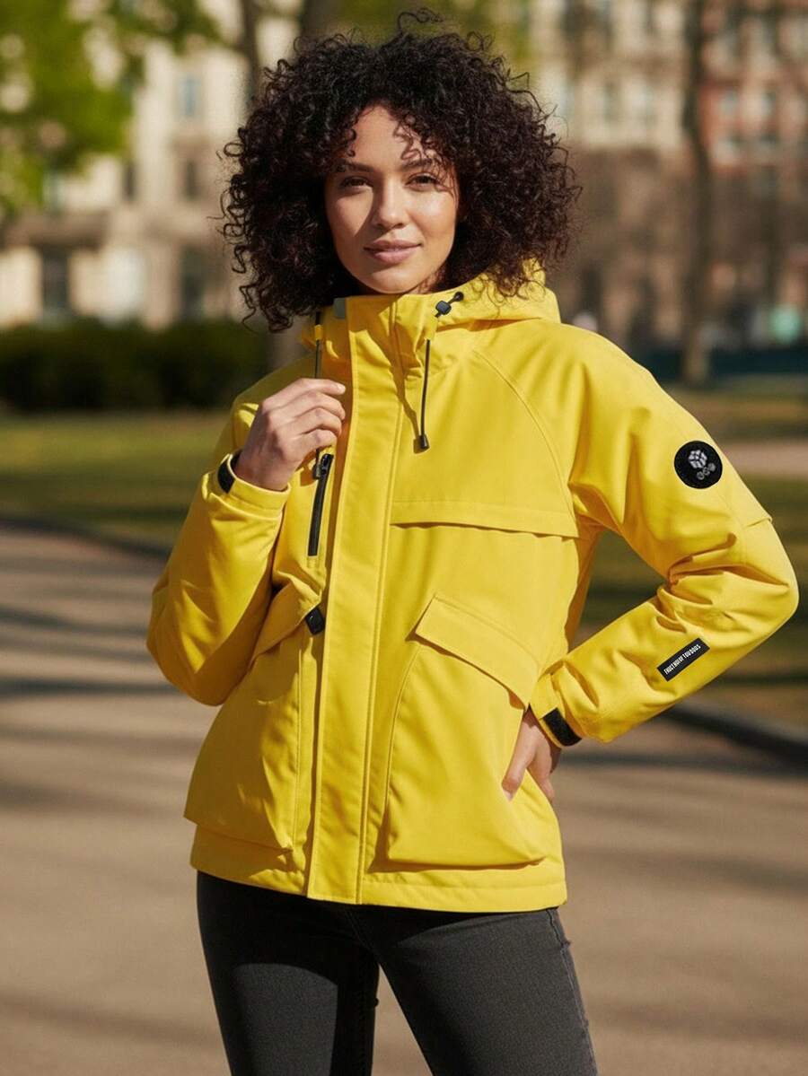 Women's Outdoor Waterproof Hooded Jacket - Warm Windproof Softshell Cargo Coat