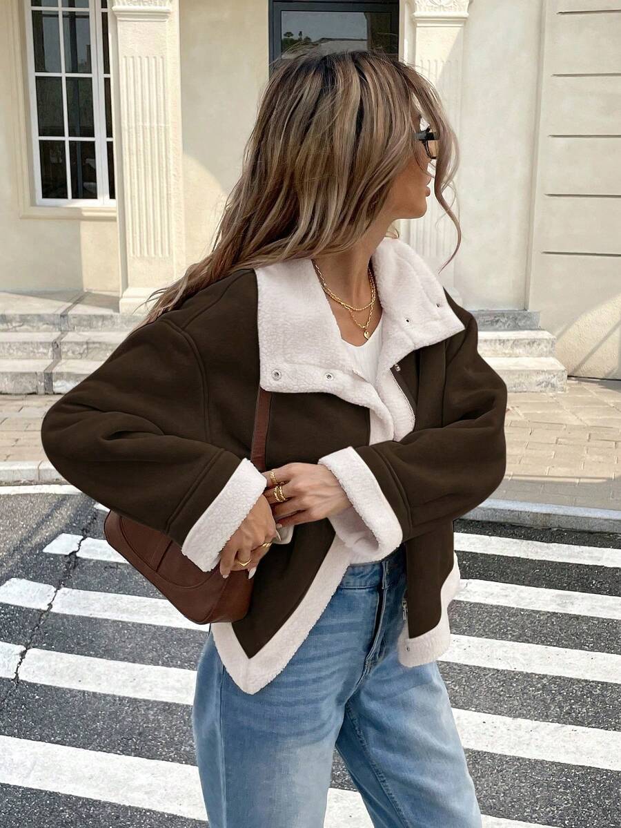 Serisse Winter Women Jacket Women's Loose Fit Zip-Up Collar Thermal Lined Casual Jacket For Fall/Winter Winter Women Coat Jacket