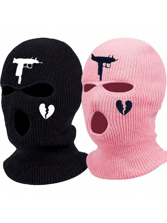 2PCS Ski Cycling Knitted Full Face Cover Winter Balaclava Warask Outdoor Sports For Men Women