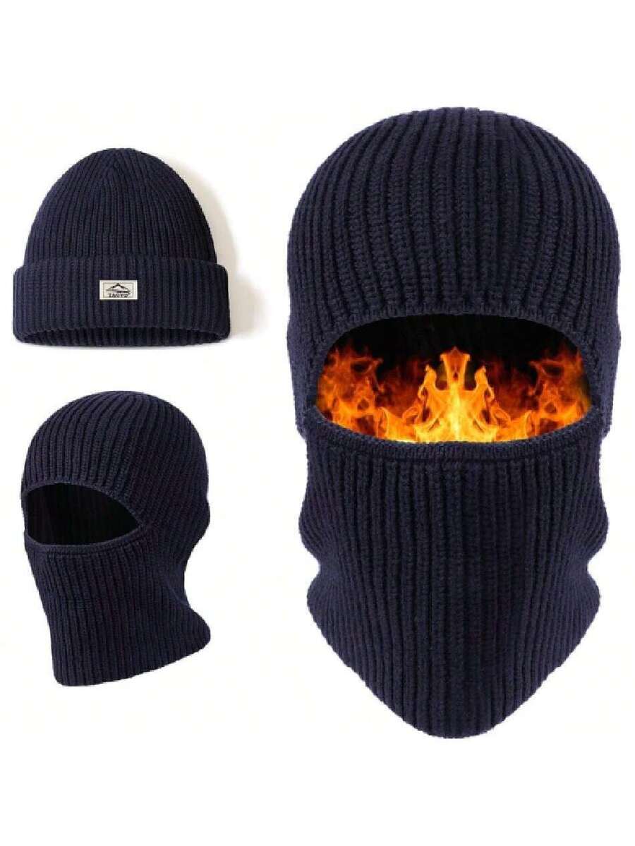 Balaclava Ski Full Face Mask, Thermal Knitted Motorcycle Beanie Hood Hat Neck Warmer Balaclava For Man Women