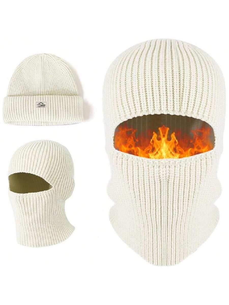 Balaclava Ski Full Face Mask, Thermal Knitted Motorcycle Beanie Hood Hat Neck Warmer Balaclava For Man Women