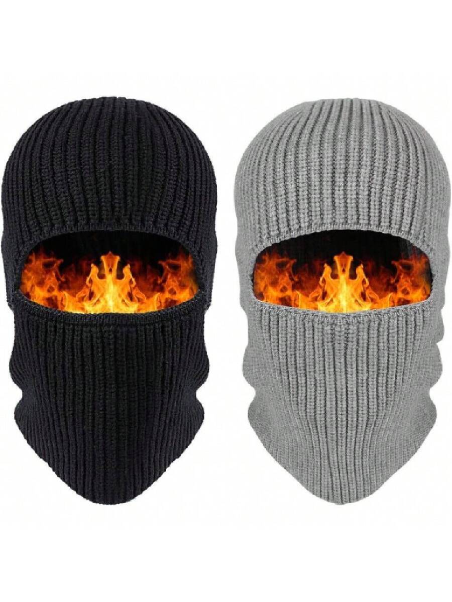 Balaclava Ski Full Face Mask, Thermal Knitted Motorcycle Beanie Hood Hat Neck Warmer Balaclava For Man Women