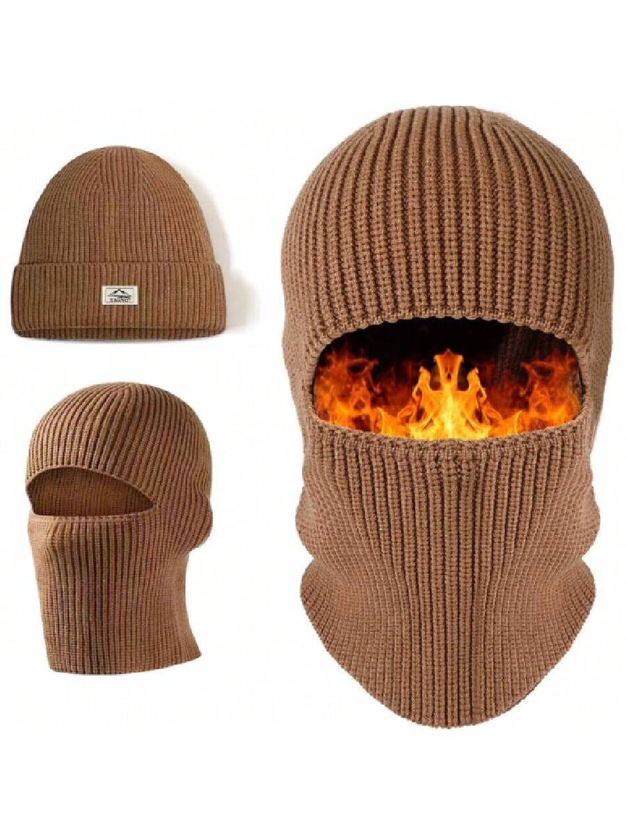Balaclava Ski Full Face Mask, Thermal Knitted Motorcycle Beanie Hood Hat Neck Warmer Balaclava For Man Women