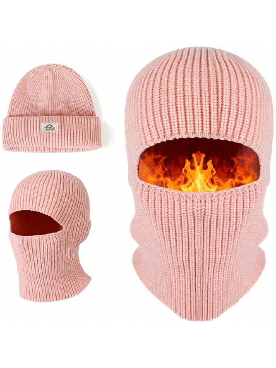 Balaclava Ski Full Face Mask, Thermal Knitted Motorcycle Beanie Hood Hat Neck Warmer Balaclava For Man Women