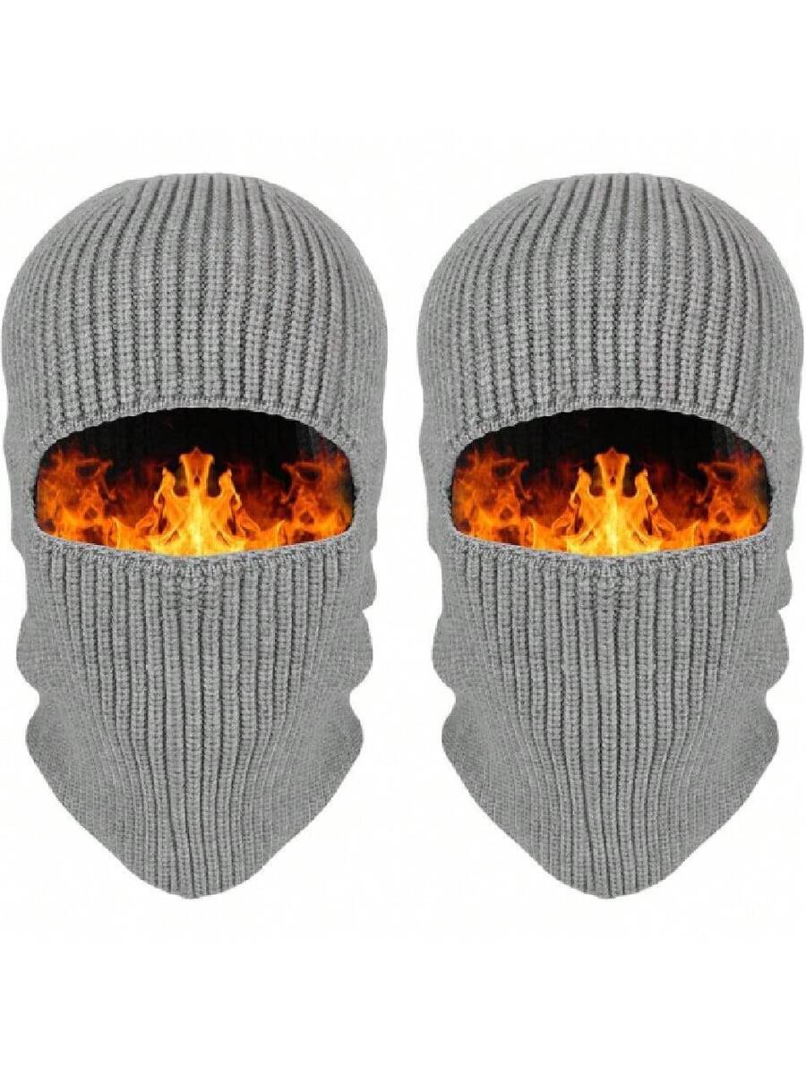 Balaclava Ski Full Face Mask, Thermal Knitted Motorcycle Beanie Hood Hat Neck Warmer Balaclava For Man Women