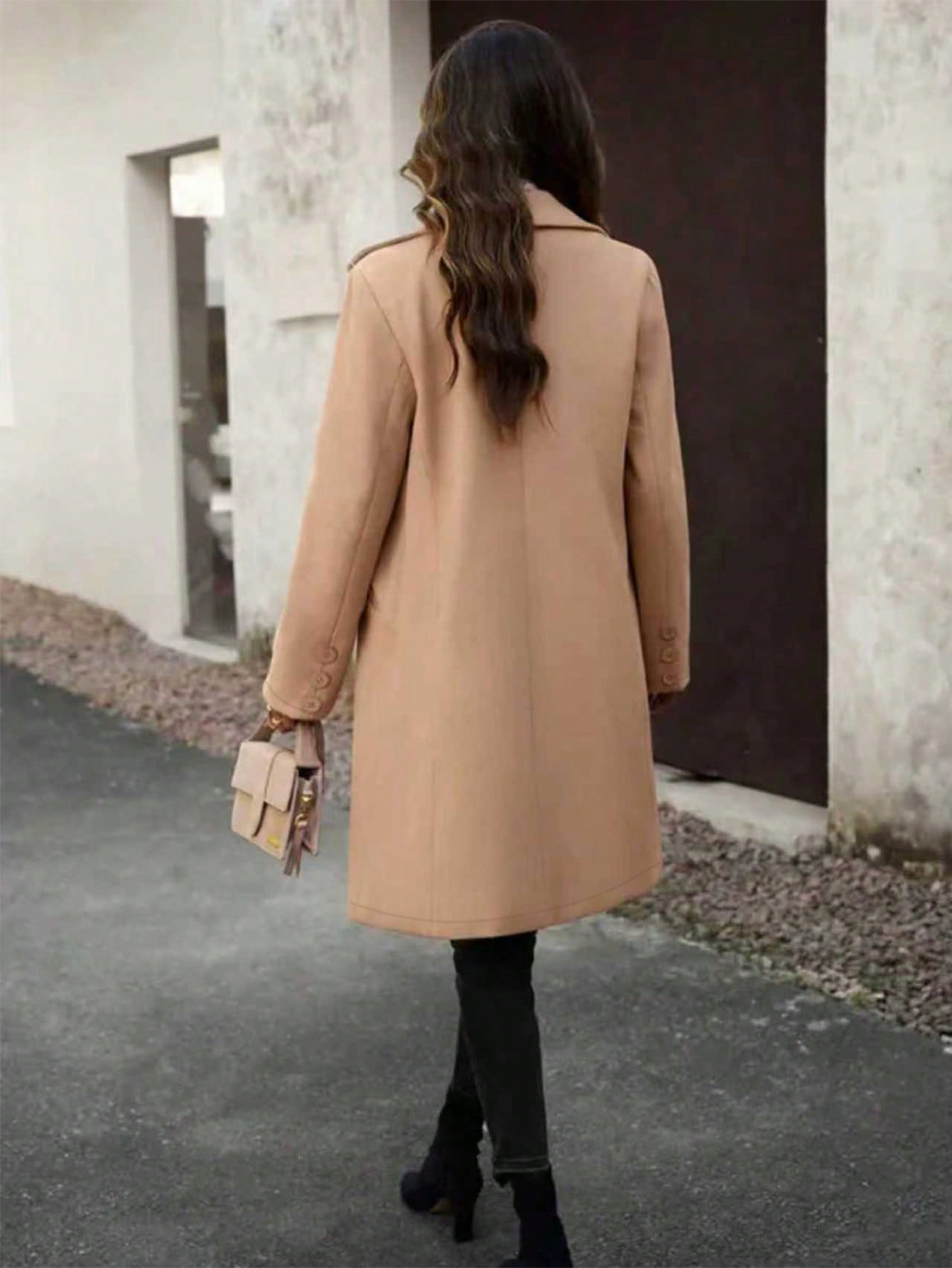 Women's Solid Color Button Overcoat, Elegant And Fashionable For Christmas, New Year, Commuting, Cardigan Outerwear