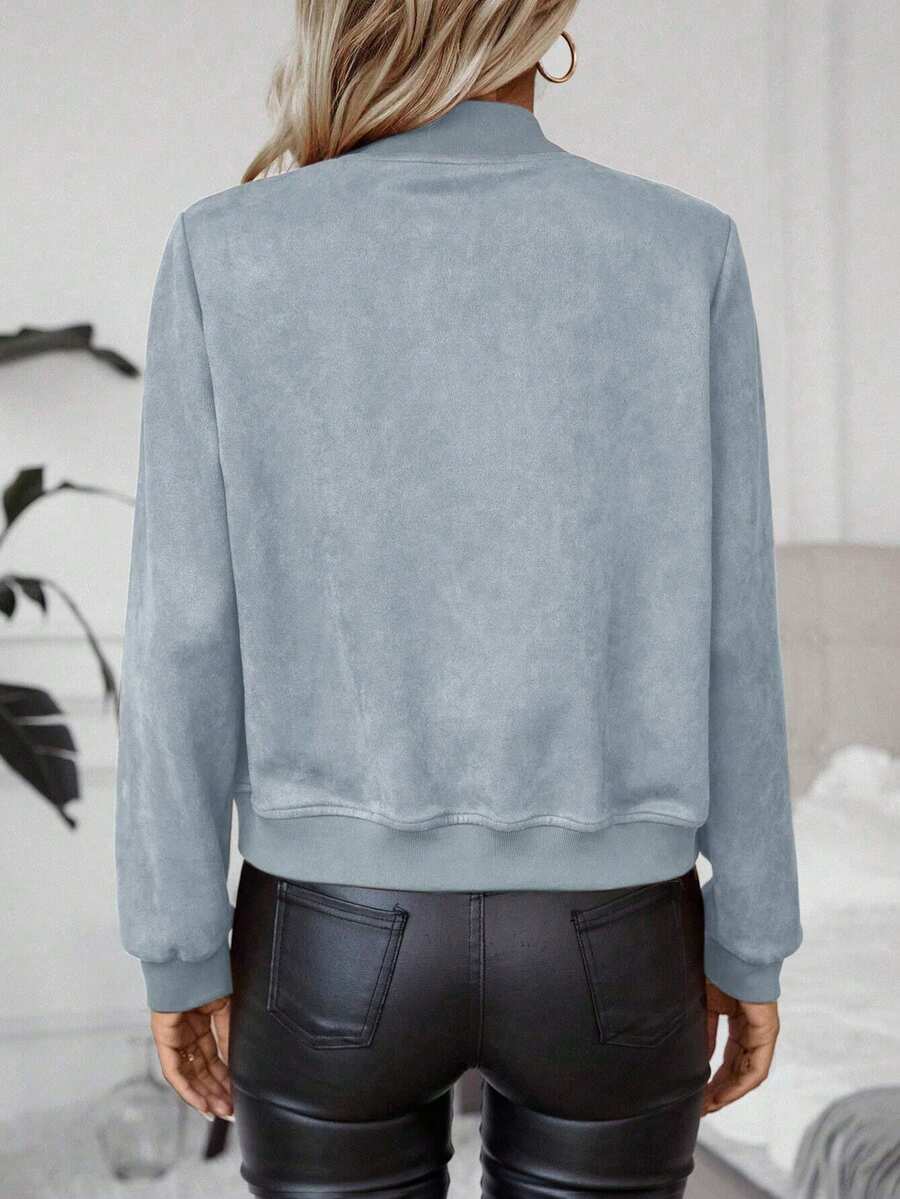 Calvaya Zip Up Bomber Jacket Fall Winter Cloth For Women