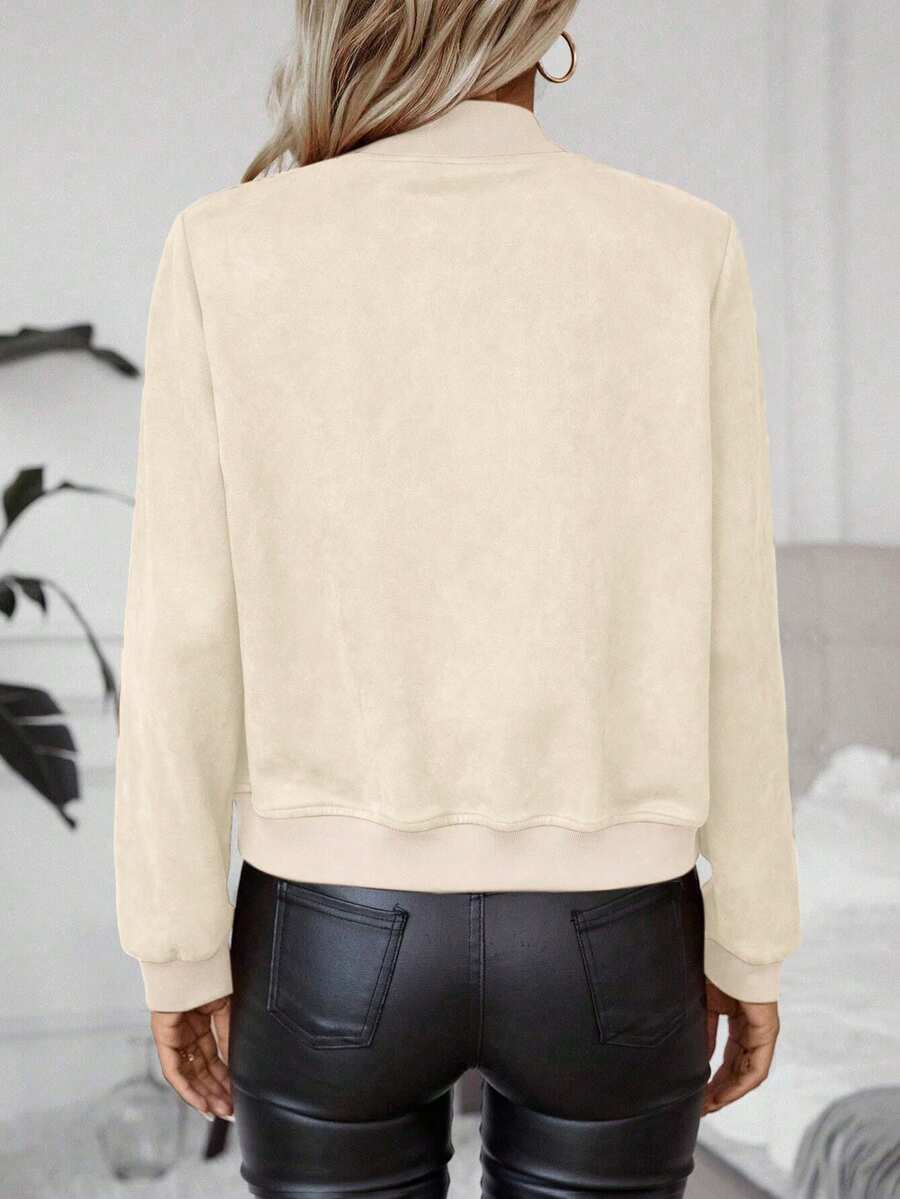 Calvaya Zip Up Bomber Jacket Fall Winter Cloth For Women