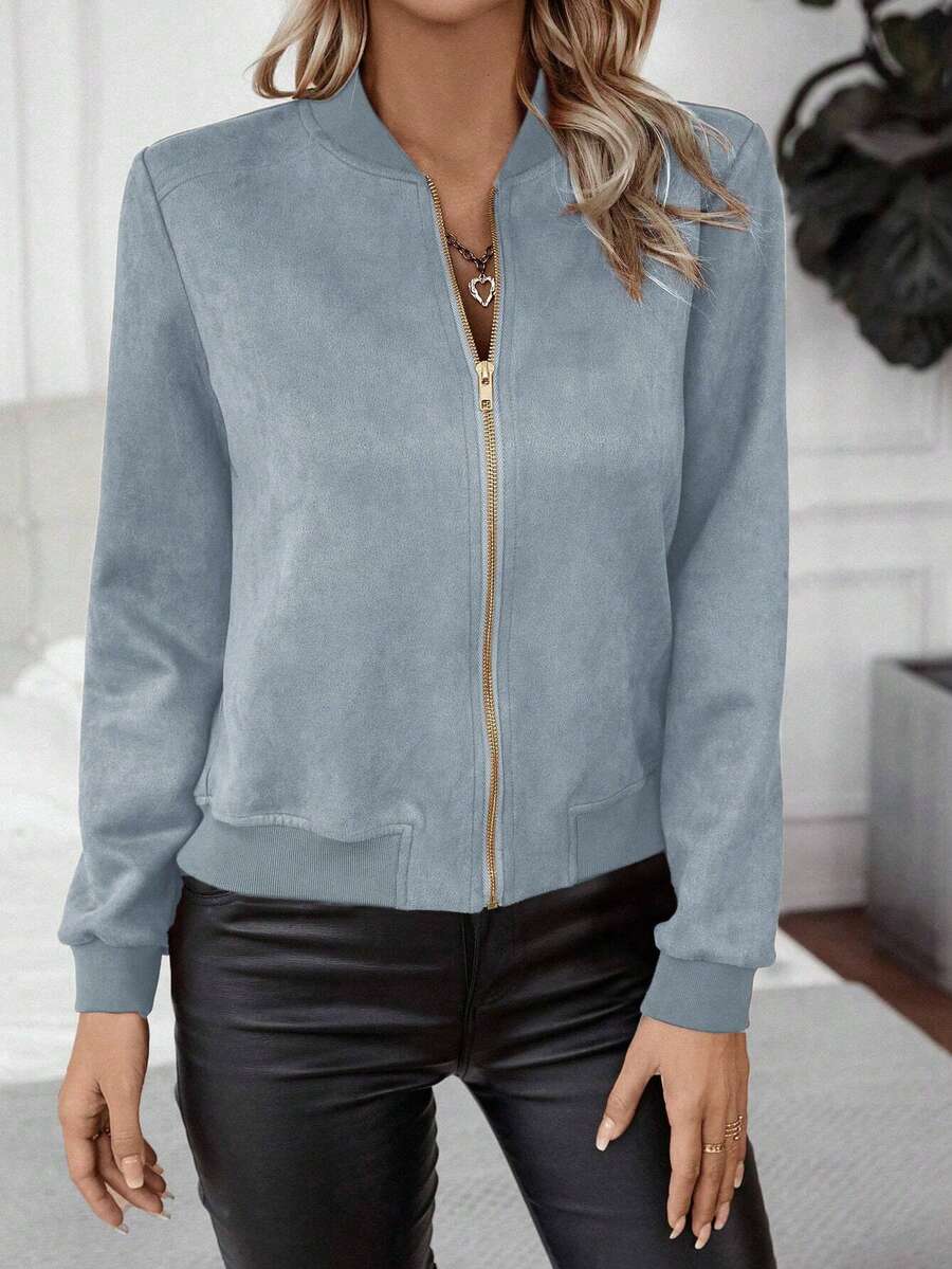 Calvaya Zip Up Bomber Jacket Fall Winter Cloth For Women