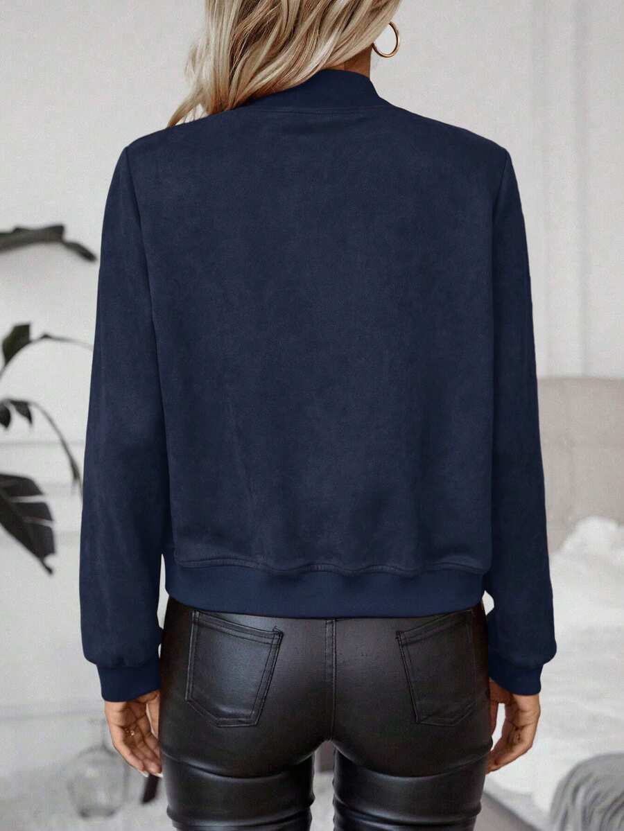 Calvaya Zip Up Bomber Jacket Fall Winter Cloth For Women
