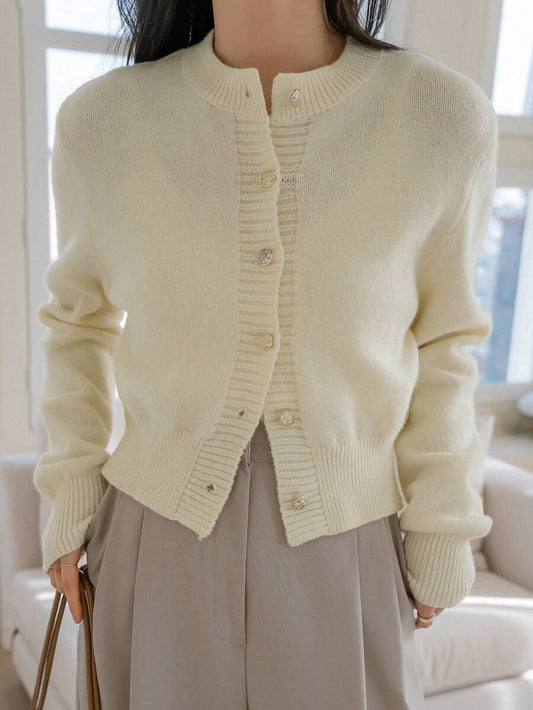 DAZY Women's Pastel Solid Color Knitted Cardigan, Autumn/Winter