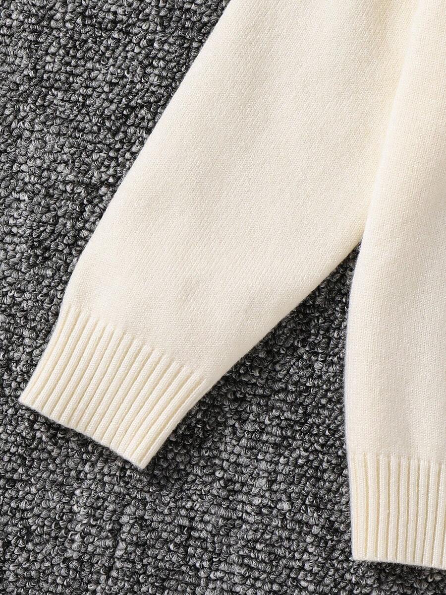 1pc Young Boys' Casual Comfortable Solid Color Versatile Loose Fit Turtleneck Sweater