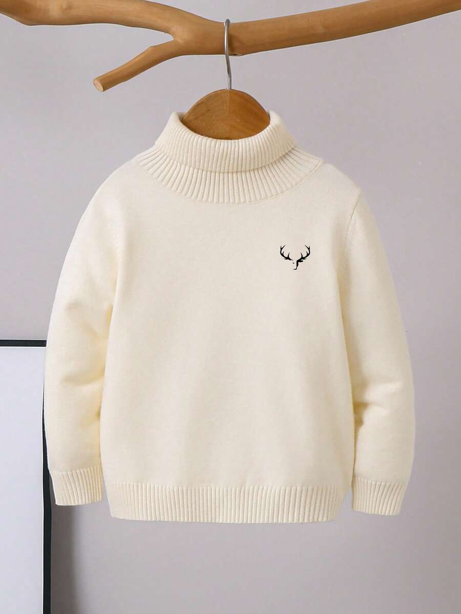 1pc Young Boys' Casual Comfortable Solid Color Versatile Loose Fit Turtleneck Sweater