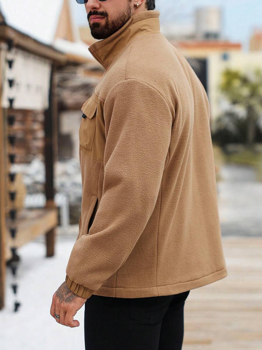 Manfinity EMRG Men's Casual Letter Print Rave Long Sleeve Jacket, Spring And Autumn Going Out Color Block Lightweight Jacket, For Friends, Husband, Boyfriend Gifts, For Fall