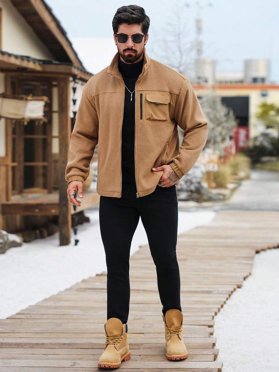 Manfinity EMRG Men's Casual Letter Print Rave Long Sleeve Jacket, Spring And Autumn Going Out Color Block Lightweight Jacket, For Friends, Husband, Boyfriend Gifts, For Fall