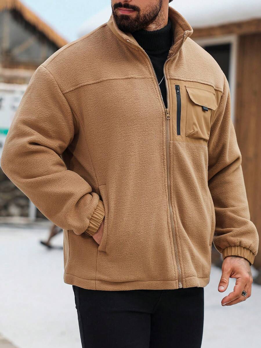 Manfinity EMRG Men's Casual Letter Print Rave Long Sleeve Jacket, Spring And Autumn Going Out Color Block Lightweight Jacket, For Friends, Husband, Boyfriend Gifts, For Fall