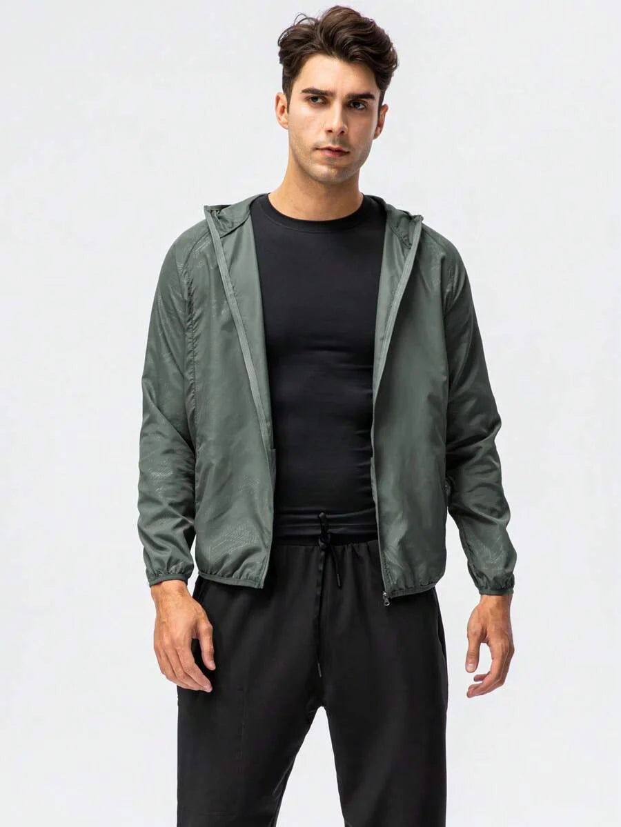 1pc Men Water-Resistant Lightweight Quick-Dry Jacket, Outdoor Casual Windbreaker For Summer/Autumn, Sports/Running