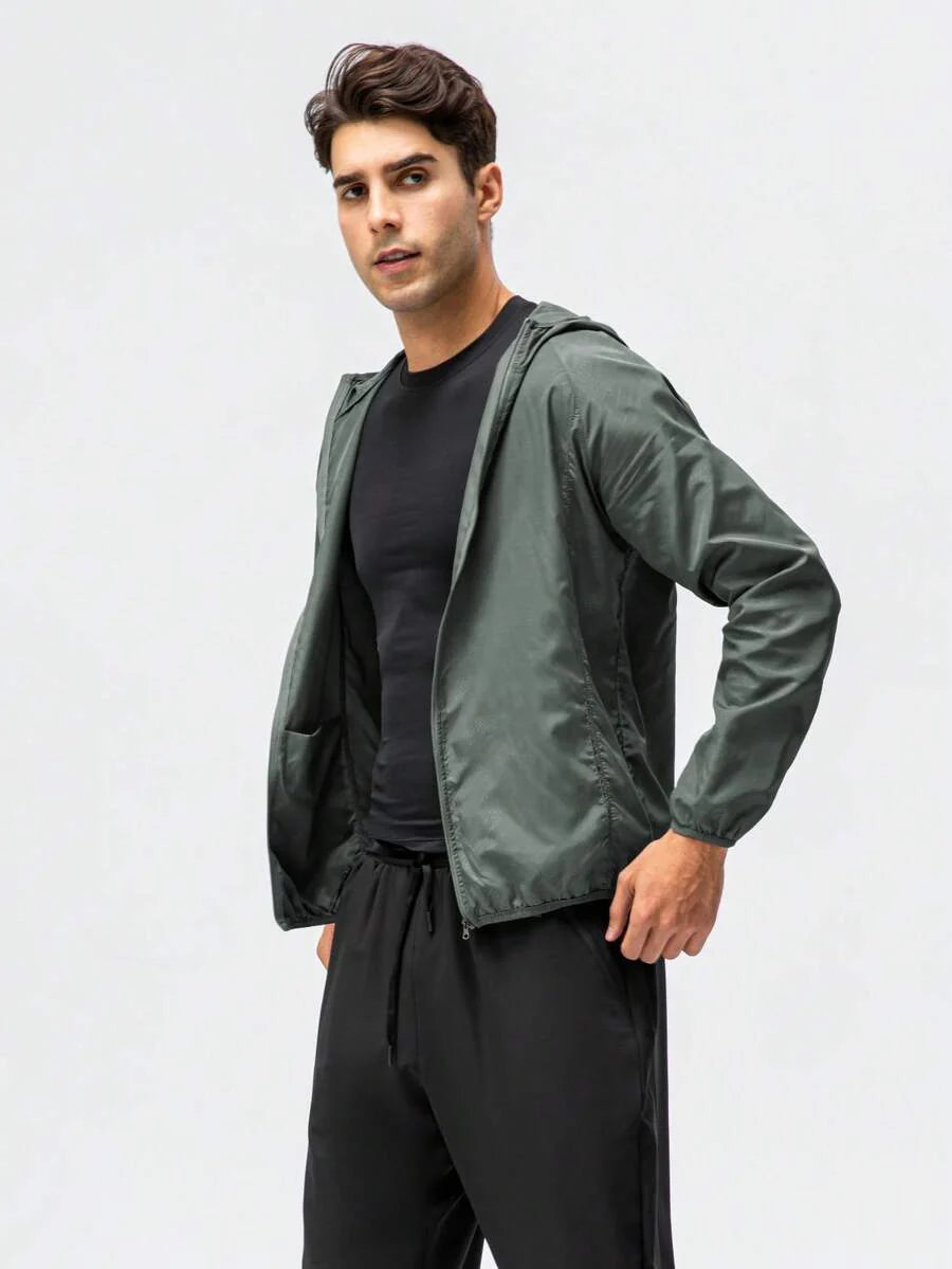1pc Men Lightweight Quick Dry Jacket Outdoor Casual Water-Resistant Windbreaker, Suitable For Summer