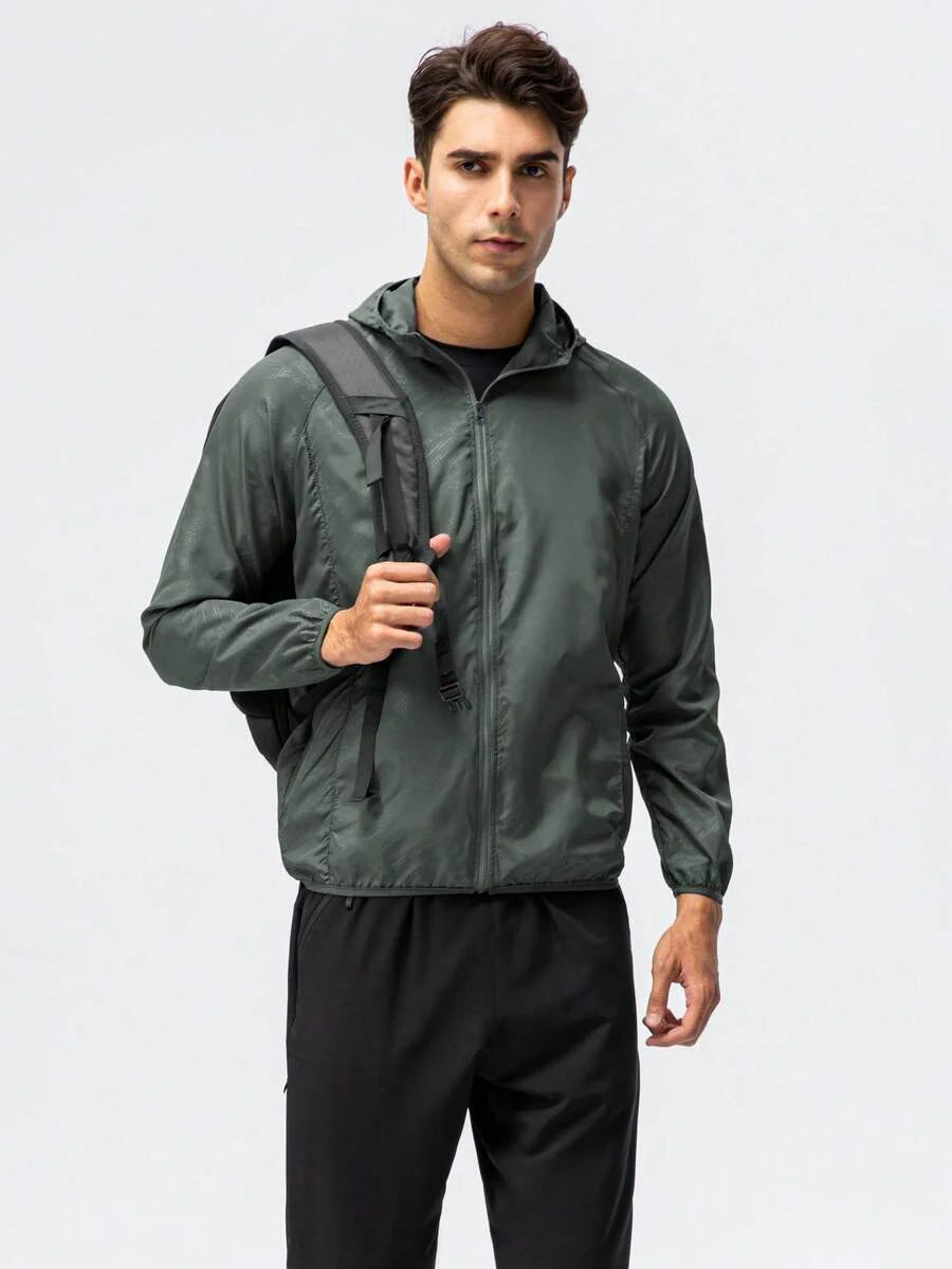 1pc Men Water-Resistant Lightweight Quick-Dry Jacket, Outdoor Casual Windbreaker For Summer/Autumn, Sports/Running