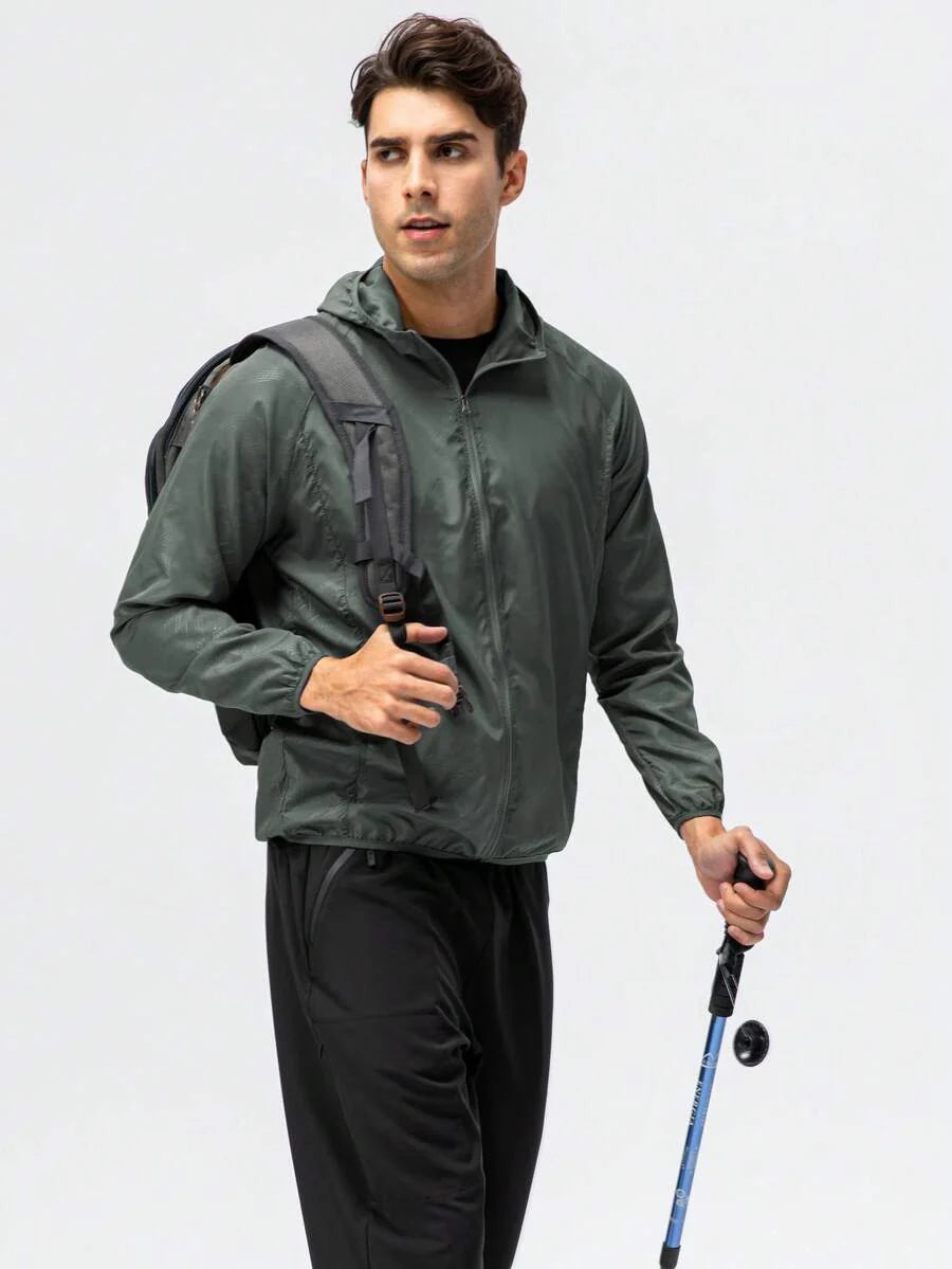 1pc Men Lightweight Quick Dry Jacket Outdoor Casual Water-Resistant Windbreaker, Suitable For Summer
