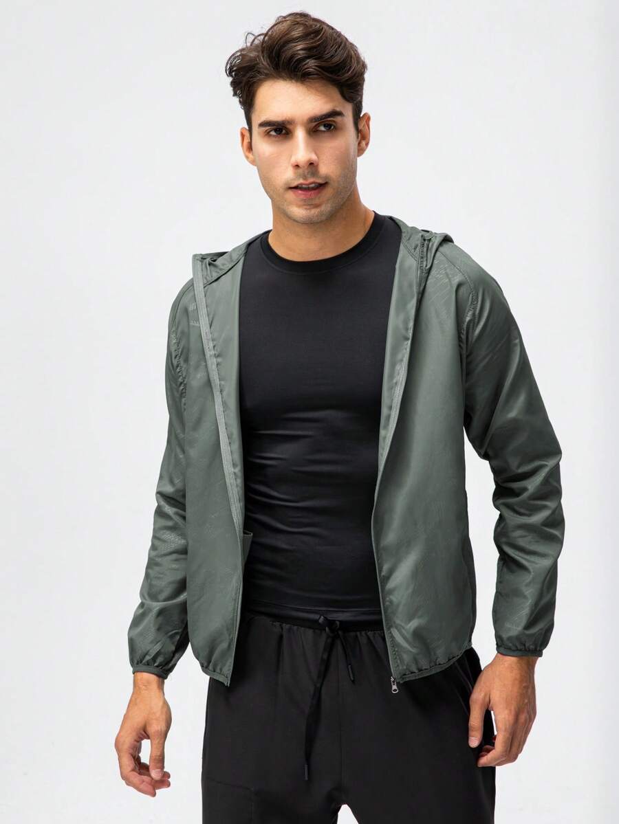 1pc Men Water-Resistant Lightweight Quick-Dry Jacket, Outdoor Casual Windbreaker For Summer/Autumn, Sports/Running