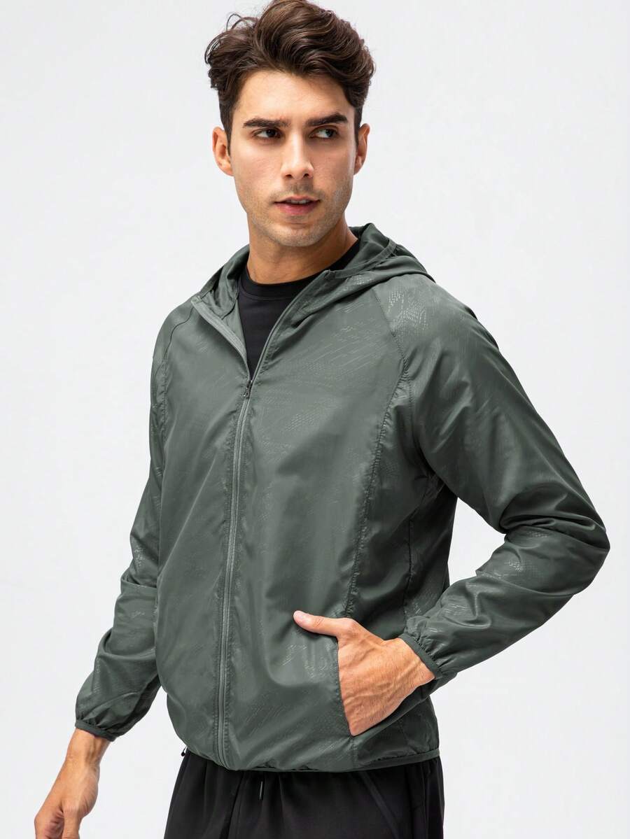 1pc Men Lightweight Quick Dry Jacket Outdoor Casual Water-Resistant Windbreaker, Suitable For Summer