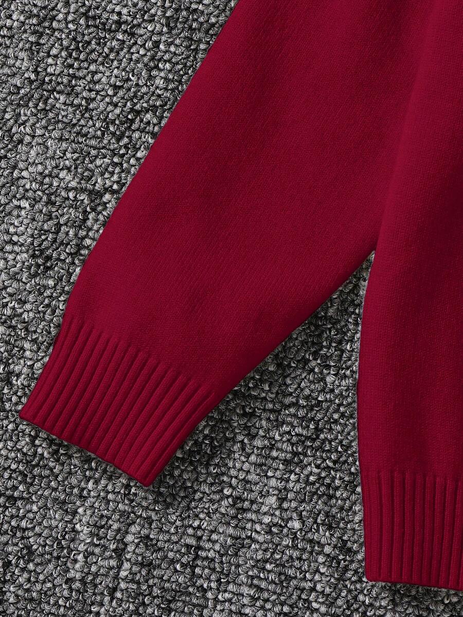 1pc Young Boys' Casual Comfortable Solid Color Versatile Loose Fit Turtleneck Sweater