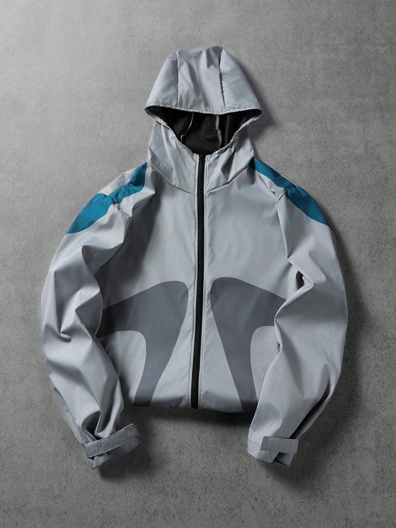 Manfinity Homme Men's Contrast Color Zipper Collar Casual Hooded Jacket