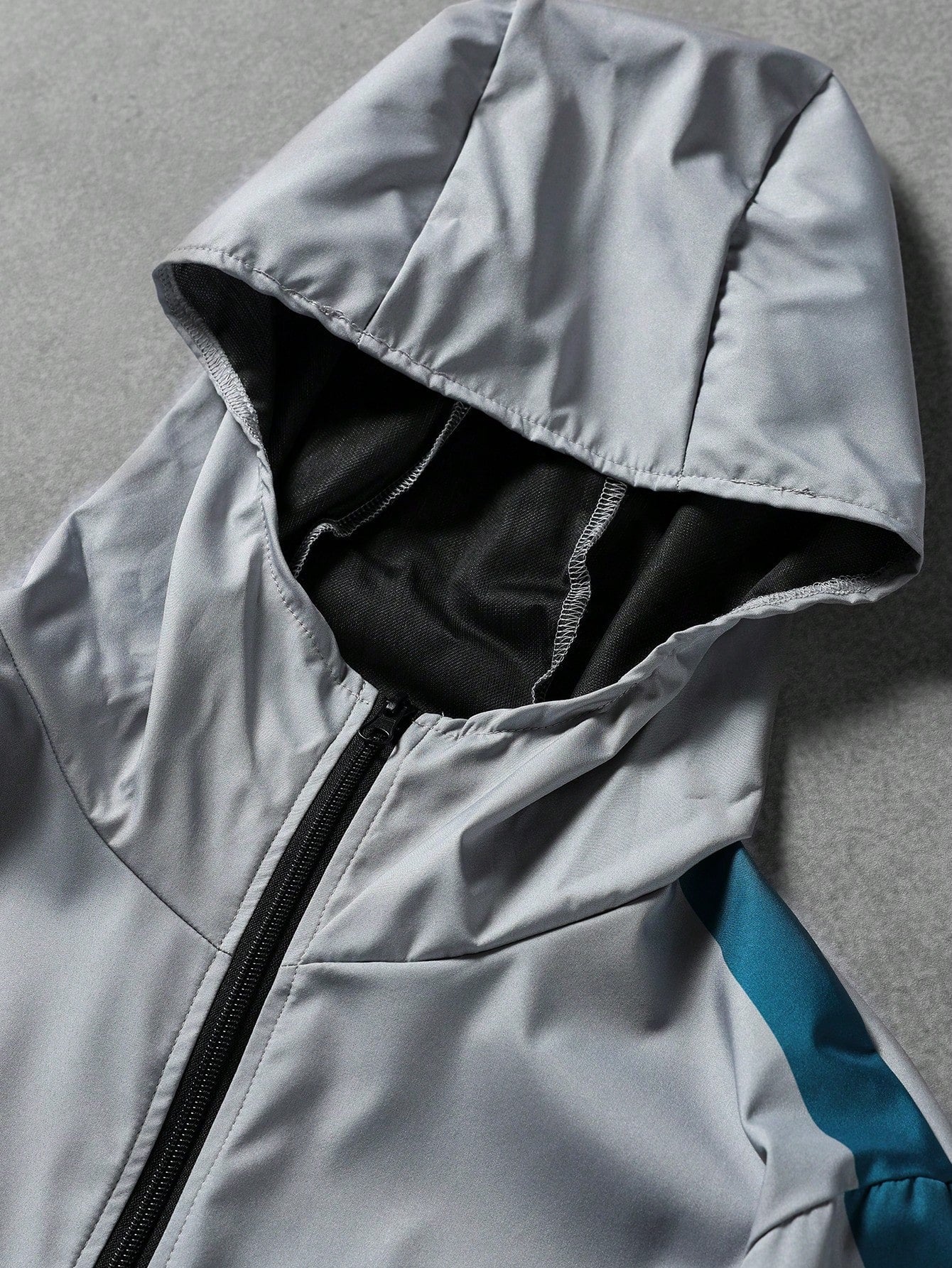 Manfinity Homme Men's Contrast Color Zipper Collar Casual Hooded Jacket