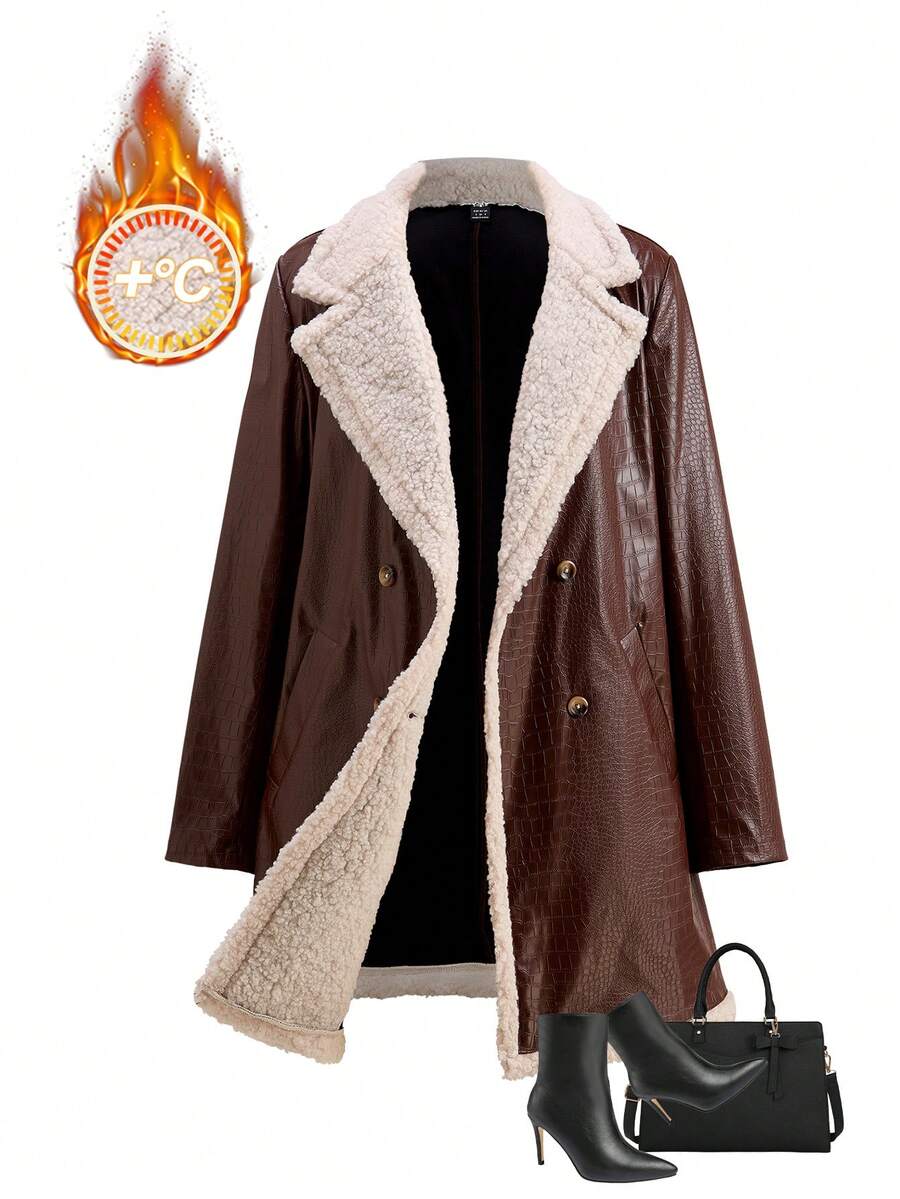 Ellevyn Women's Puff Patchwork Front Zip Casual Regular PU Jacket Autumn Winter Clothes For Womenchristmas Clothes For Women Winter Clothes For Women Cozy Fall And Winter Clothes For Women New Year Clothes  Thanksgiving Outfit For Women Elegant Party Clo