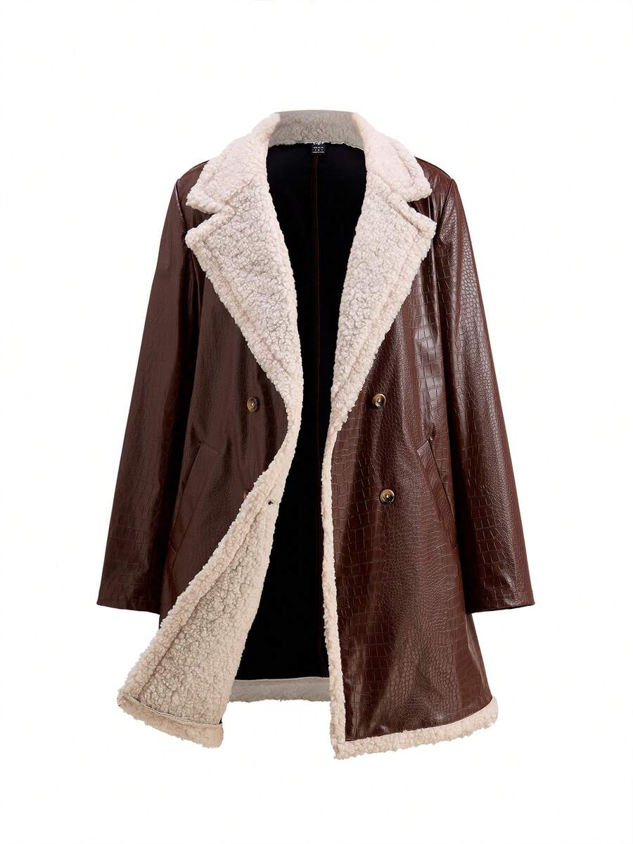 Ellevyn Women's Puff Patchwork Front Zip Casual Regular PU Jacket Autumn Winter Clothes For Womenchristmas Clothes For Women Winter Clothes For Women Cozy Fall And Winter Clothes For Women New Year Clothes  Thanksgiving Outfit For Women Elegant Party Clo