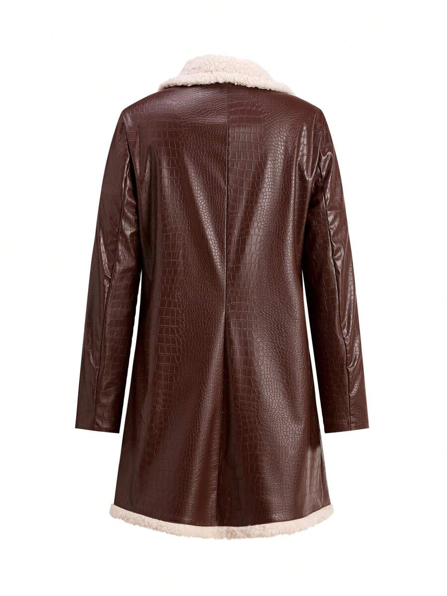 Ellevyn Women's Puff Patchwork Front Zip Casual Regular PU Jacket Autumn Winter Clothes For Womenchristmas Clothes For Women Winter Clothes For Women Cozy Fall And Winter Clothes For Women New Year Clothes  Thanksgiving Outfit For Women Elegant Party Clo