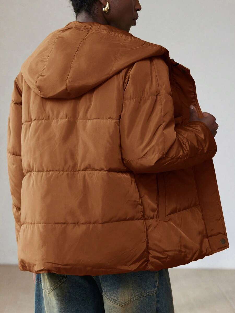 Aveloria Modichic Winter Casual Solid Color HoodedPadded Insulated Polyfill Synthetic Insulation Winter Coat Winter Jacket Outwear