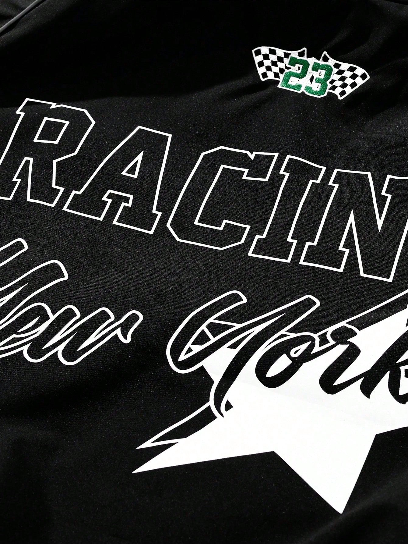 Men's Casual Letter Printed Long Sleeve Jacket,Stand Collar Rave Jacket, Spring & Fall Going Out Street Wear Racing Jacket Black Biker Jacket, For Friends, Husband, Boyfriend Gifts, Spring Autumn